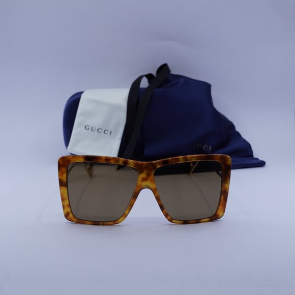 Gucci GG0434S 003 Square Sunglasses - Havana/Gold/Brown - Picture 4 of 10